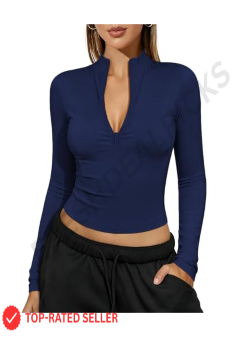 Women's Long Sleeve Quarter Zip Golf Pullover Workout Top
